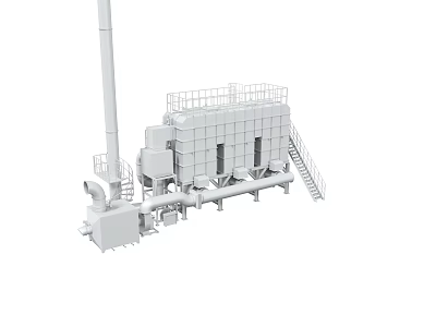 Industrial Mechanical Equipment Structure With Pipes Ladders And Platform Components 3d model