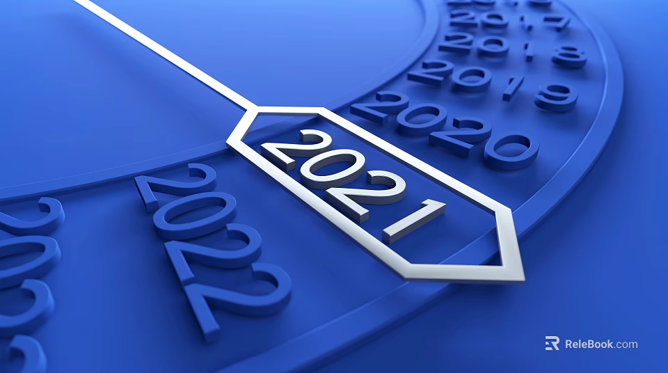 Business Equipment For Yearly Date Tracking With 2021 Arrow Indicator 3d model 
