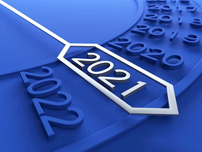 Business Equipment For Yearly Date Tracking With 2021 Arrow Indicator 3d model