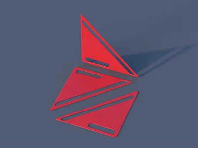 Set of Red Triangular Hardware Tools for Precise Measuring and Drawing Work 3d model