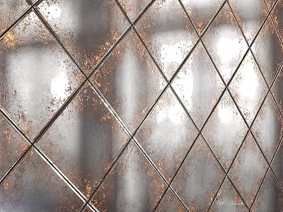 Rusted Metal Diamond Grid Surface Featuring Shiny Reflections And Textured Patterns 3d model