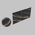 Black Marble Construction Component With White Veins And Spherical Decor