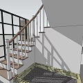Contemporary Staircase Design With Wooden Steps White Railings Black Framed Windows And Gravel Floor