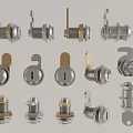 Different Types of Metal Lock Hardware Featuring Assorted Shapes And Mechanisms