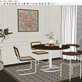 modern dining table and chair combination cream 3d model
