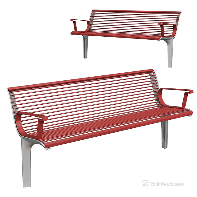 Red Outdoor Sofa With Metal Frame And Armrests For Modern Outdoor Patio Use 3d model 