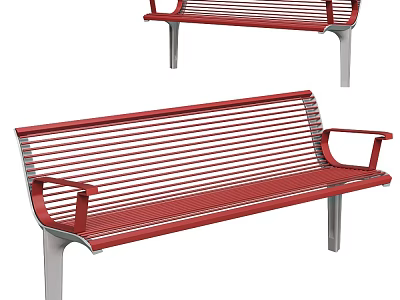 Red Outdoor Sofa With Metal Frame And Armrests For Modern Outdoor Patio Use 3d model