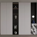 Modern Bookcase Design With White And Black Panels And Marble Accent For Living Room