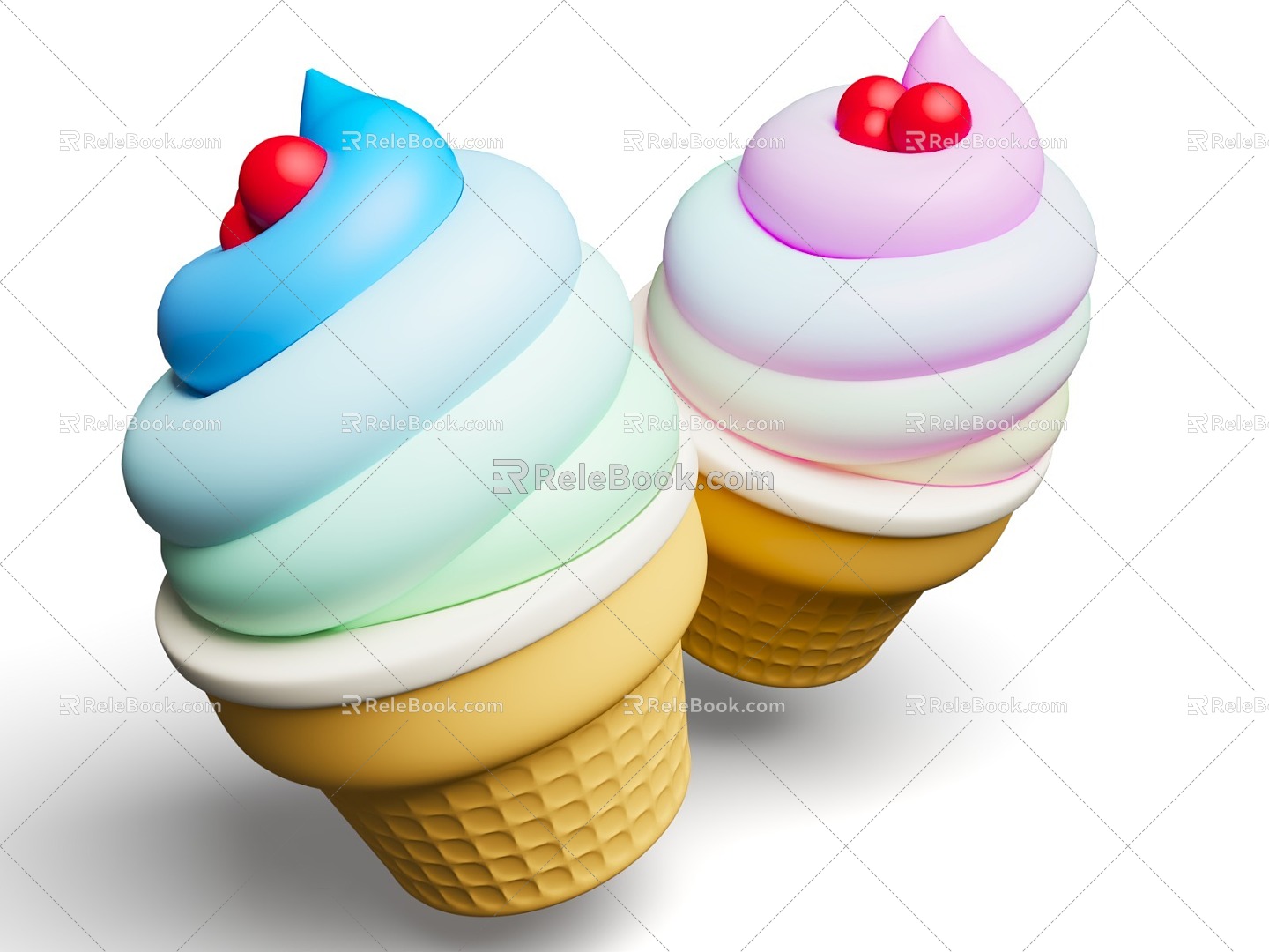 Cartoon Style Ice Cream Summer Summer Cold Drink Summer Seaside Holiday Theme 3d model