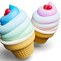 Cartoon Style Ice Cream Summer Summer Cold Drink Summer Seaside Holiday Theme 3d model