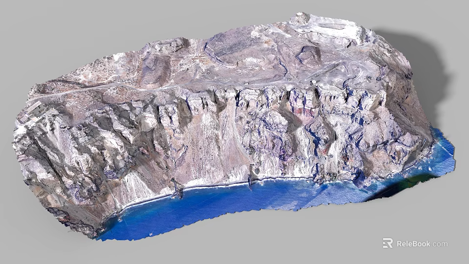 Rockery Stones Featuring Natural Rugged Surface And Scenic Blue Water View 3d model 