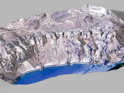 Rockery Stones Featuring Natural Rugged Surface And Scenic Blue Water View 3d model