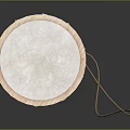 Red Household Decorative Drum With White Surface Wooden Frame And White Binding Ropes
