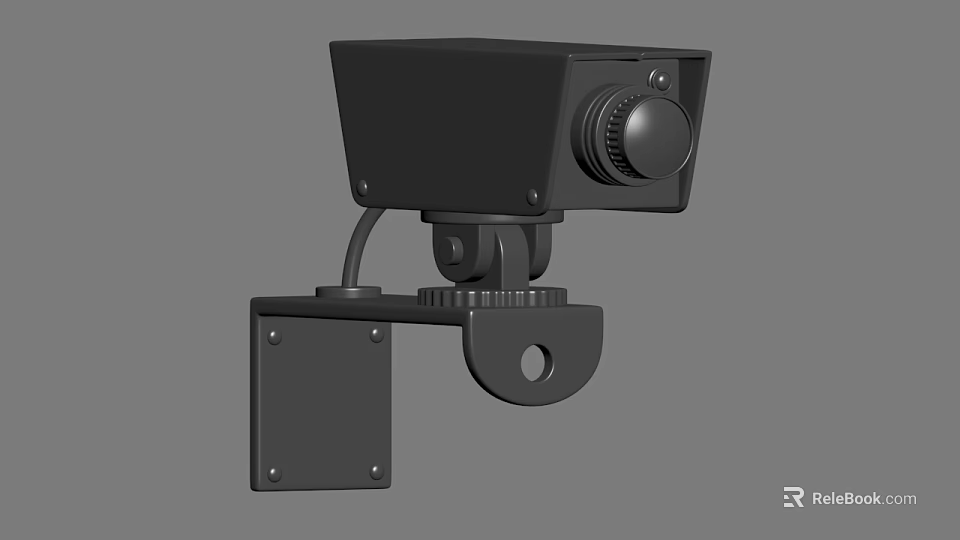 Wall Mounted Black Security Camera With Adjustable Bracket And Outdoor Design 3d model 