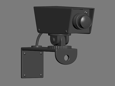 Wall Mounted Black Security Camera With Adjustable Bracket And Outdoor Design 3d model