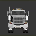 Silver Heavy Duty Truck With Flatbed Chassis Roof Warning Lights Reflective Surface And Multiple Wheels