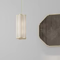 Chinese Style Ceiling Lamp With Gold Frame And Fabric Shade Near Octagonal Crane Pattern Painting