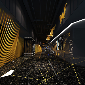 Modern cinema hall cinema ticket hall aisle 3d model