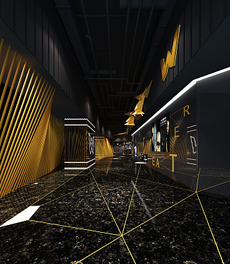 Modern cinema hall cinema ticket hall aisle 3d model