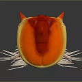 3D Anatomical Structure With Red Orange Top Yellow Edges Purple Interior White Spiny Tentacles