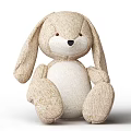 Cute Plush Bunny Doll With Long Ears Soft Beige And White Fabric