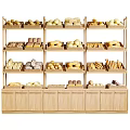 Retail Bakery Shelves Display Assorted Bread Pastries Rolls And Variety Selection 3d model