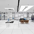 Modern Clothing Store Interior With Clothing Racks Mannequins Sofa Seats And White Tiled Floor