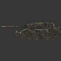 Detailed Military Tank With Camouflage Paint Tracks And Cannon Design