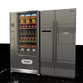 Commercial Equipment Featuring Modern Vending Machine With Push Button And Double Door Refrigerator 3d model