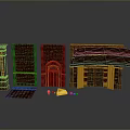Architectural Building Components 3D Model With Columns Brick Walls Doors And Roofs