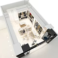 Elegant Luxury Bag Store Interior With Wooden Pendant Lights Glass Shelves And Displayed Bags