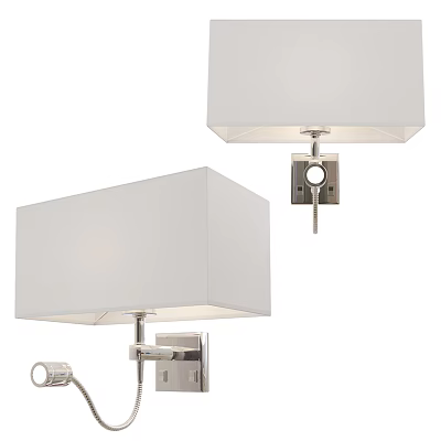 Modern Wall Sconce With White Fabric Shade And Sleek Metal Frame Design 3d model