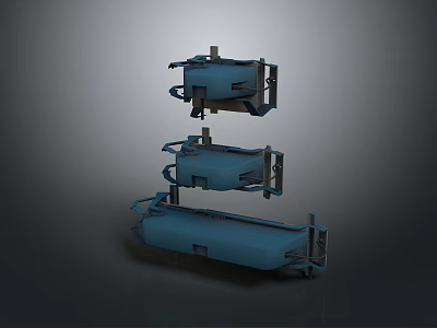 Three Blue Modern Computer Hardware Storage Components Stacked Vertically 3d model