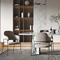 Modern dining room table and chair chandelier combination 3d model