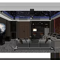 Modern KTV Interior With Starry Ceiling Plush Sofas Decorative Wall And Colorful Lighting 3d model