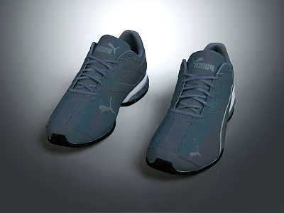 Gray Puma Casual Sneakers With Classic Lace Up Design And Brand Logo 3d model