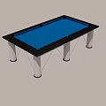 Modern Billiard Table With Blue Felt Surface And White Metal Legs For Recreational Play