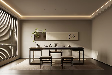 New Chinese Tea Room Tea Table 3d model