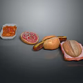 Delicious Assorted Food Display With Fresh Bread Sliced Meat And Jelly