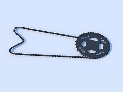 Black Chain And Gear Component For Mechanical Transmission System 3d model