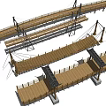 Different Wooden Bridge Designs With Rope Supports And Wooden Walkway Structures