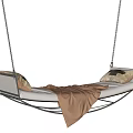 Hanging Swing Chair With Metal Chains Soft Cushion Brown Blanket And Pillows