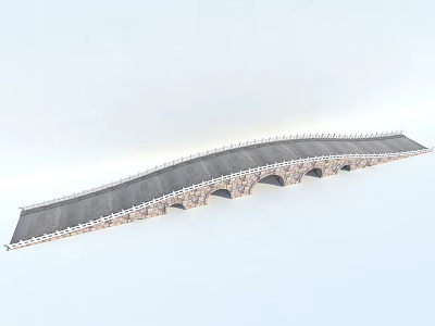 Long Span Traditional Stone Arch Bridge With Multiple Arches Decorative Railings And Architectural Design 3d model