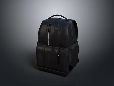 Practical Black Leather Backpack With Zipper Closure And Stylish Design For Daily Use 3d model