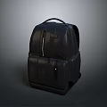 Practical Black Leather Backpack With Zipper Closure And Stylish Design For Daily Use 3d model