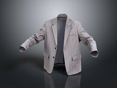 Light Gray Checkered Men's Suit Jacket With Lapel Buttons And Inner Lining 3d model