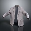 Light Gray Checkered Men's Suit Jacket With Lapel Buttons And Inner Lining 3d model