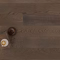 Natural Rustic Wooden Floor With Coffee Cup Stacked Books And Glass Ornament