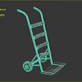 Vintage Metal Hand Truck With Two Wheels And Frame Structure Platform Design