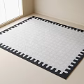 Gray And Black Square Carpet With Zigzag Border On Living Room Floor